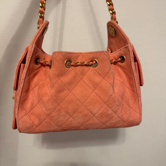 Authentic Chanel Mini 25 Coral Suede Brand New in Box - Picture 11 of 13
